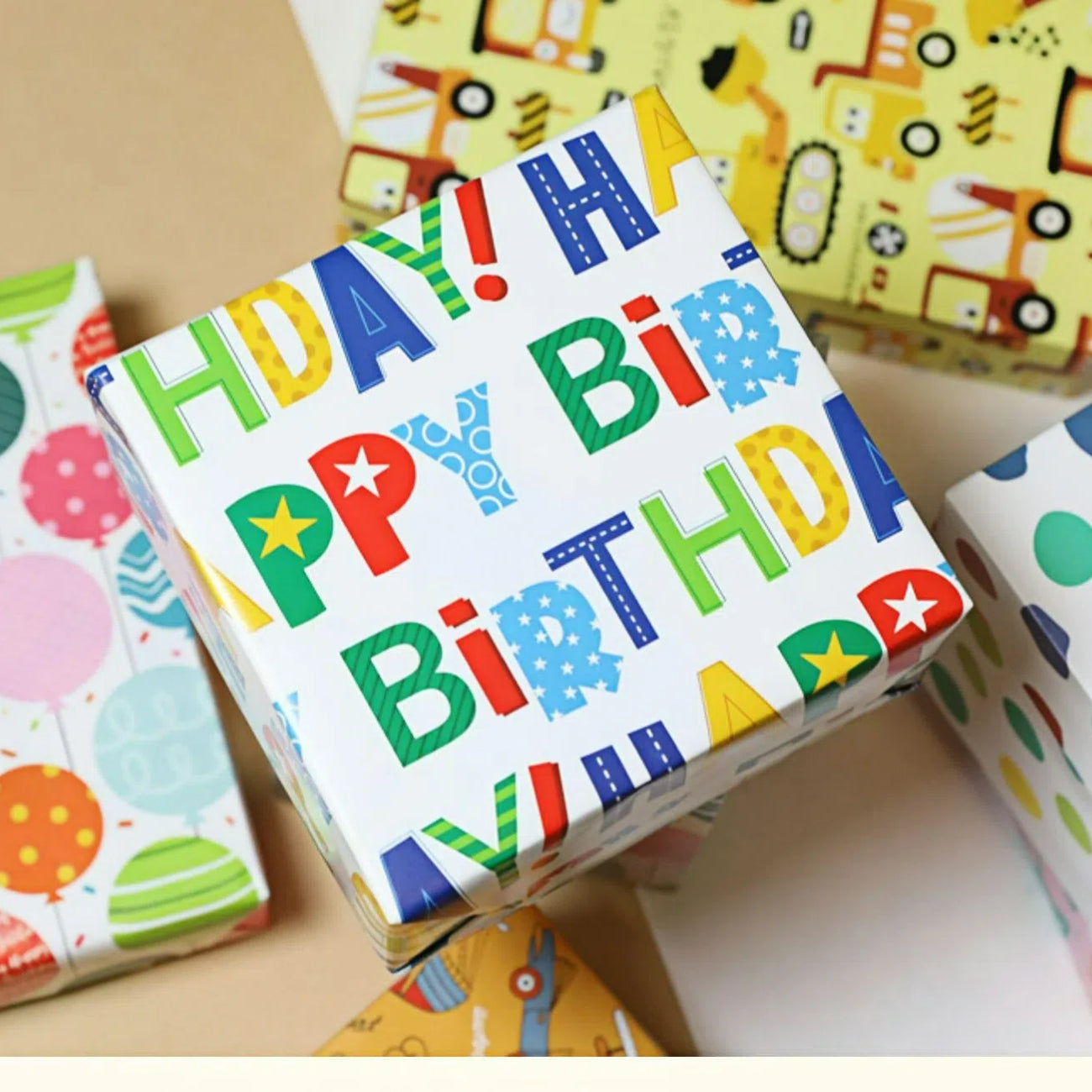 Timeuprise Happy Birthday Gift Wrapping Paper for Childrens 5 Sheets