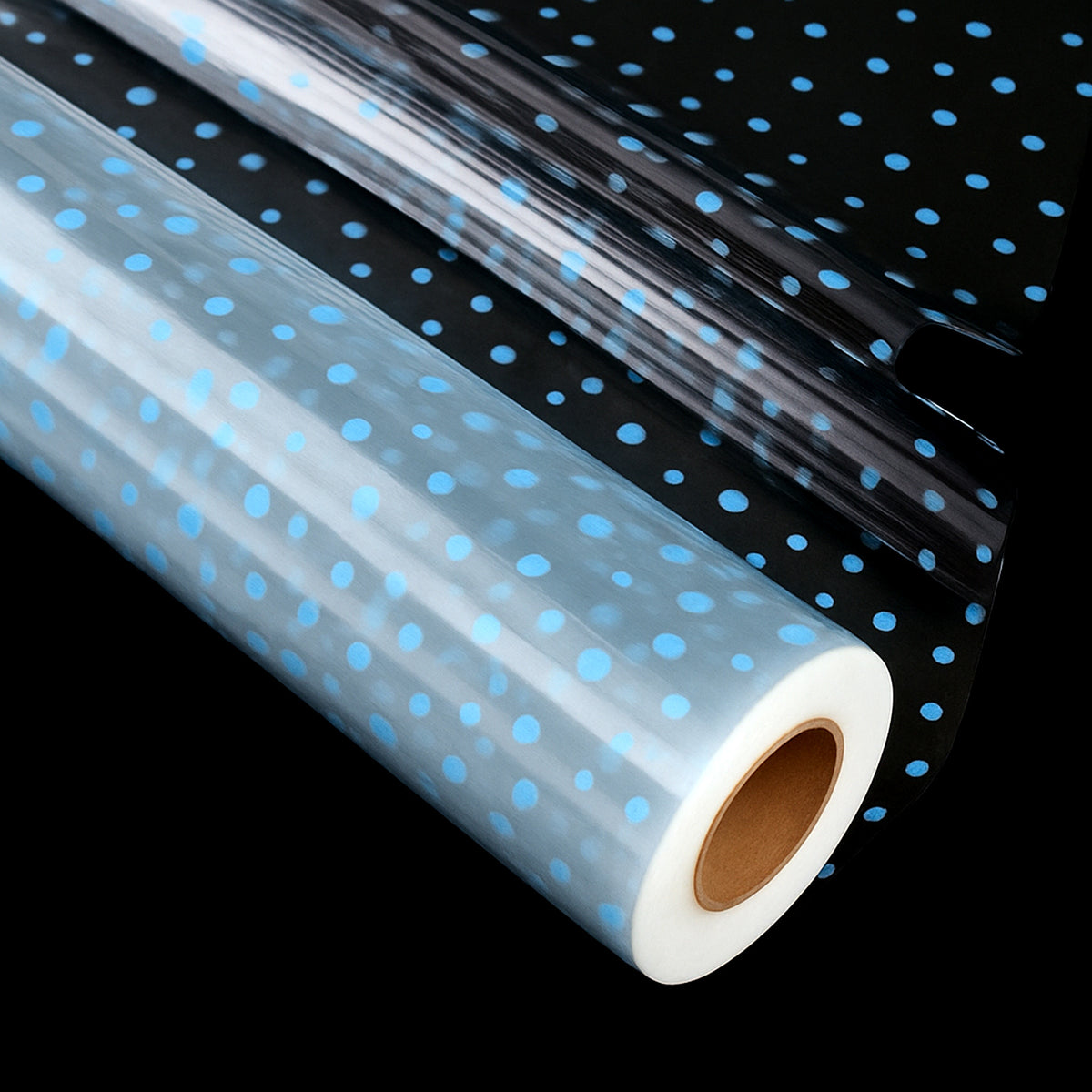 Clear Blue Polka Dot Cellophane Wrap Paper Roll