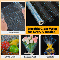 Clear Blue Polka Dot Cellophane Wrap Paper Roll advantage