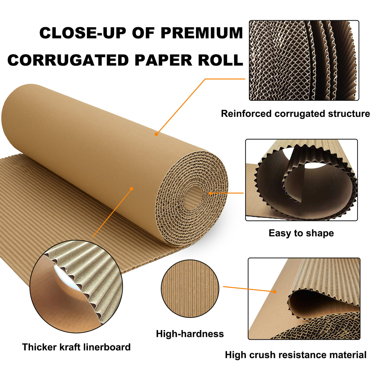 brown corrugated cardboard paper roll details