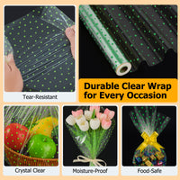 clear green polka dot cellophane paper roll advantage