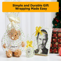 clear green polka dot cellophane paper roll for gift