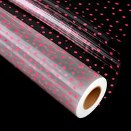 clear pink polka dot cellophane wrapping paper roll