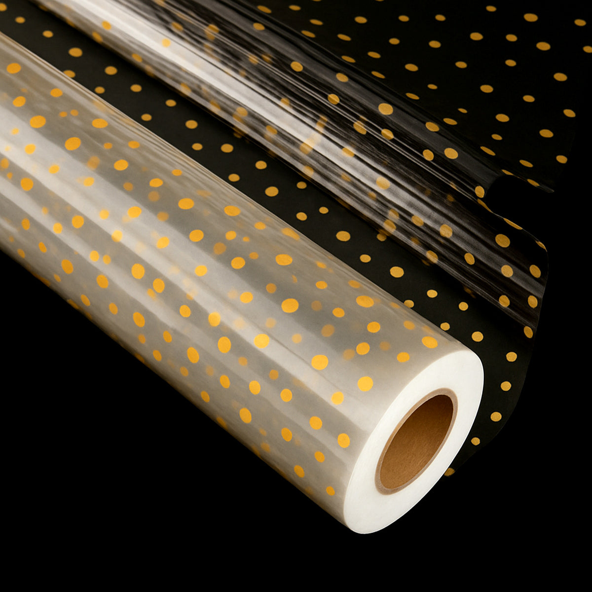clear yellow polka dot cellophane wrap paper roll
