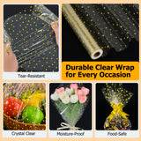 clear yellow polka dot cellophane wrap paper roll advantage