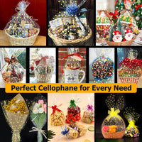 clear yellow polka dot cellophane wrap paper roll application