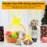 clear yellow polka dot cellophane wrap paper roll for gift baskets