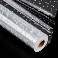 white polka dot cellophane wrap roll
